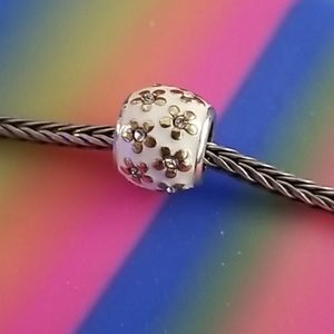 Silver and crystal flower bead